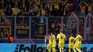 Radost fotbalistů Bodö/Glimt v zápase proti Slavii v Lize mistrů