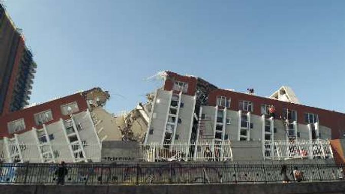 Následky zemětřesení v Chile.