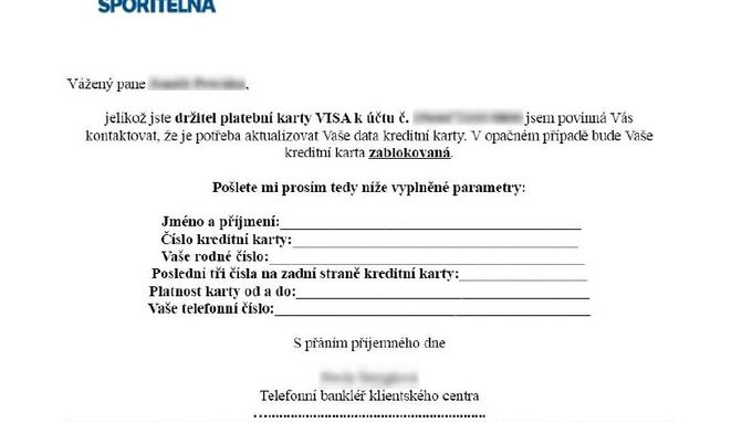 Příloha podvodného mailu, mířícího na klienty České spořitelny