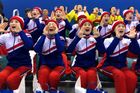 Severokorejské roztleskávačky na olympijských hrách.