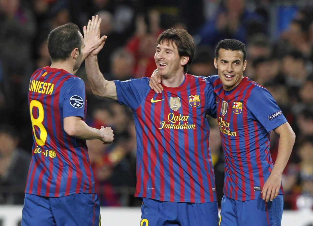 Messi slaví druhý gól do sítě Leverkusenu