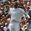 Nick Kyrgios of Australia reacts during his match against Milos Raonic of Canada at the Wimbledon Tennis Championships in London
