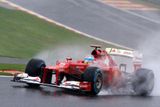 Úřadující lídr šampionátu Fernando Alonso na trať vyjel jen proto, aby si vyzkoušel start na mokré trati.