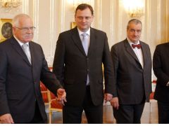 Klaus vítá předsedy vládních stran