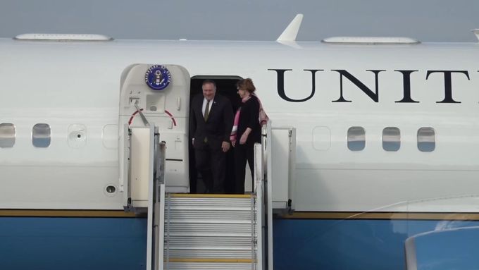 Přílet amerického ministra zahraničí Mikea Pompea na letiště v Ruzyni
