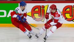 Filip Zadina a Shane Prince v zápase Česko - Bělorusko na MS 2021