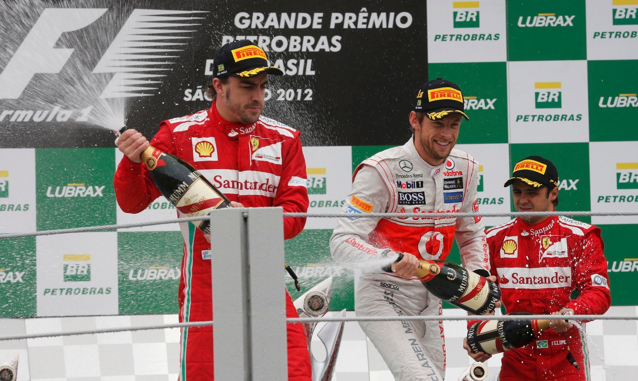 Fernando Alonso, Jenson Button a Felipe Massa