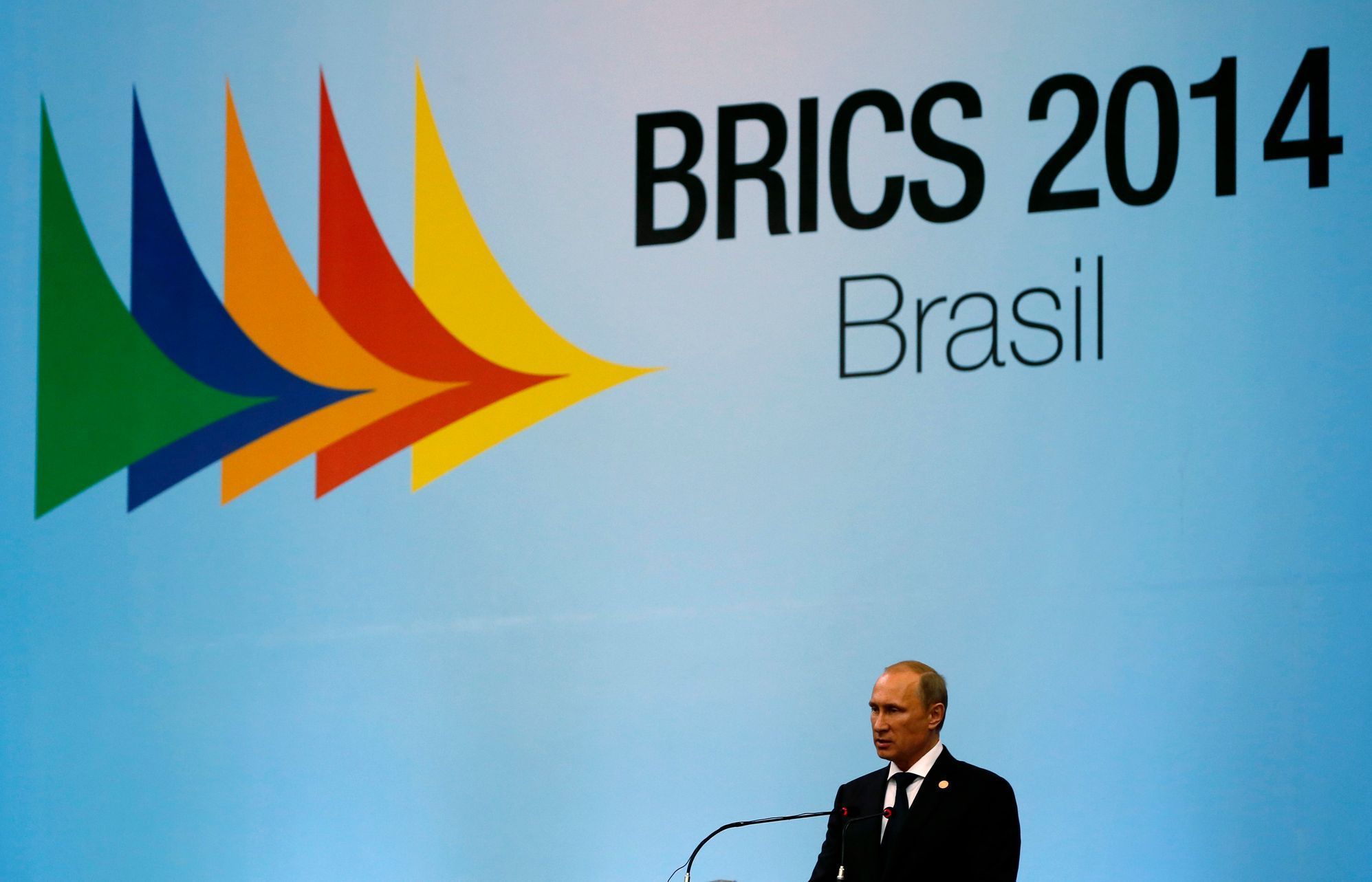 Russia's President Putin delivers a speech as he attends the VI BRICS Summit in Fortaleza