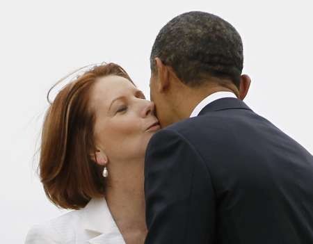 Austrálie: premiérka Julia Gillardová a americký prezident Obama