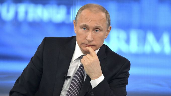 Vladimir Putin při čtvrtečním televizním vystoupení.