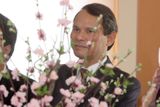 Velvyslanec Vietnamské socialistické republiky v ČR, Bui Khac Buta mezi růžovými kvítky broskvoní z plastu