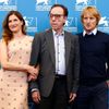 Wilson poses with Bogdanovich and Hahn during the photo call for the movie &quot;She's Funny That Way&quot; at the 71st Venice Film Festival