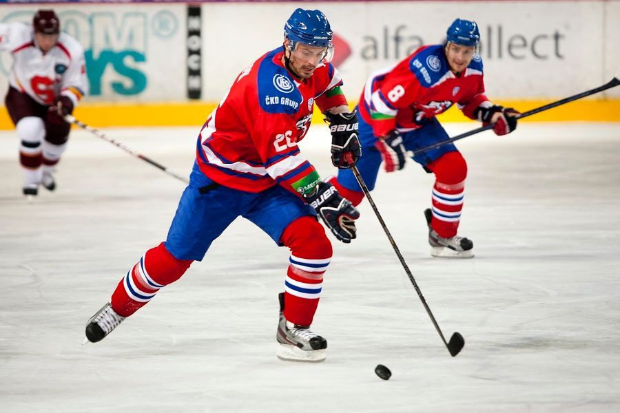Český hokejista Michal Řepík z HC LEV Praha v přípravě na sezónu 2012/13.