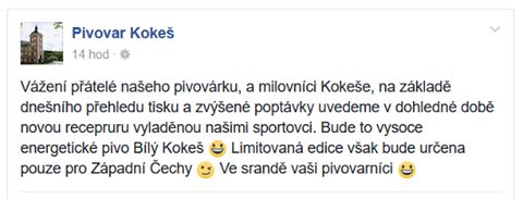 Pivovar Kokeš reaguje na fotbalistu Vaňka