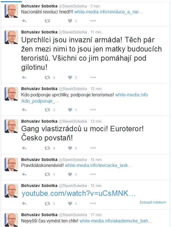 Twitter premiéra Sobotky napadli hackeři