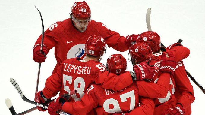 Ruští hokejisté na olympiádě v Pekingu.