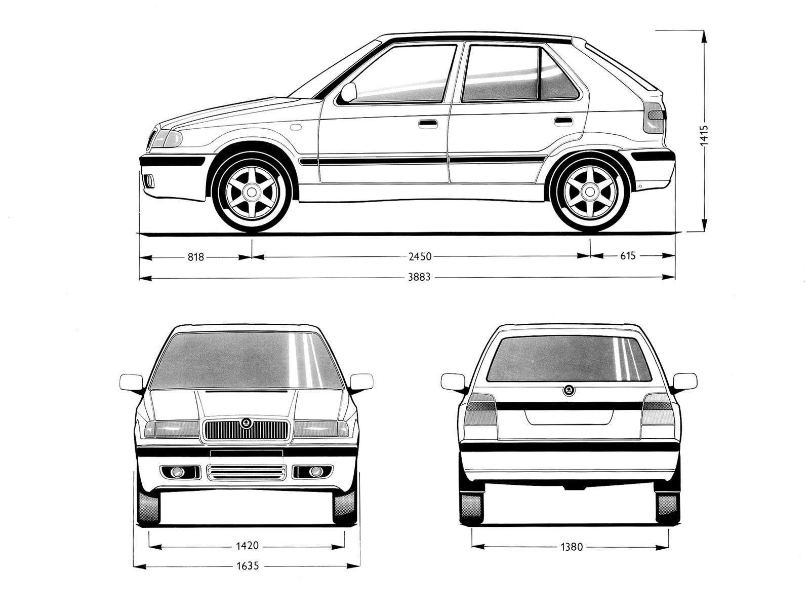 Škoda Felicia hatchback - rozměry