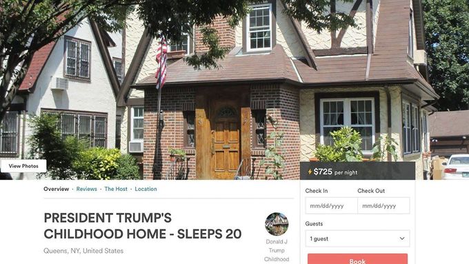 Nabídka Trumpova rodného domu na Airbnb.