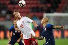fotbal, přátelský zápas, Slovensko - Dánsko, Rasmus Gaudin a Vladimír Weiss