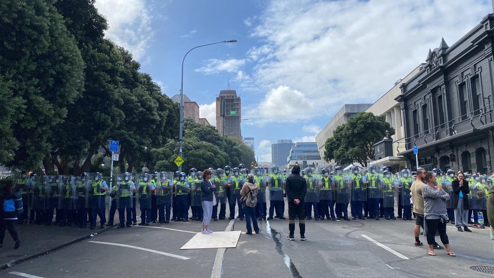 Novozélandská policie-rozehnání protestu
