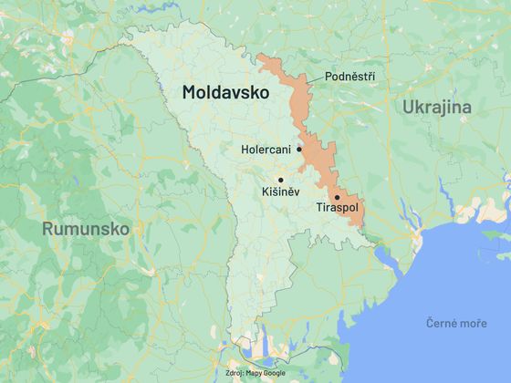 Podněstří Mapa Moldavsko