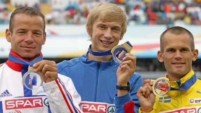 Jedním z mnoha vrcholů ve Stuttgartu má být skok do výšky mužů, v němž se znovu utkají všichni medailisti z ME (zleva Janků, Silnov, Holm).