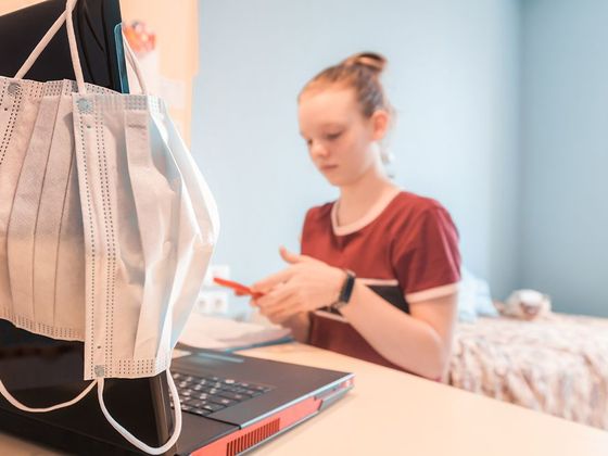 Definice nadání Distanční výuka, domácí výuka, on-line výuka, koronavirus, rouška, školák, student, žák, teenager