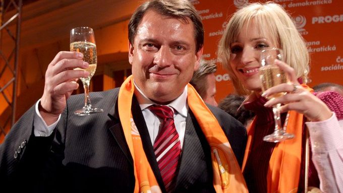 Jiří Paroubek celebrates a landslide victory with new wife Petra.