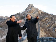 The US must count with China as the new rising superpower. US President Barack Obama at the Great Wall in China