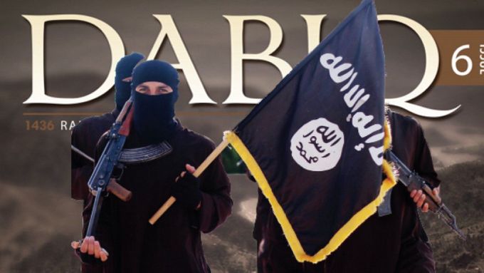 Titulní strana propagandistického časopisu Dabiq, který vydával Islámský stát.