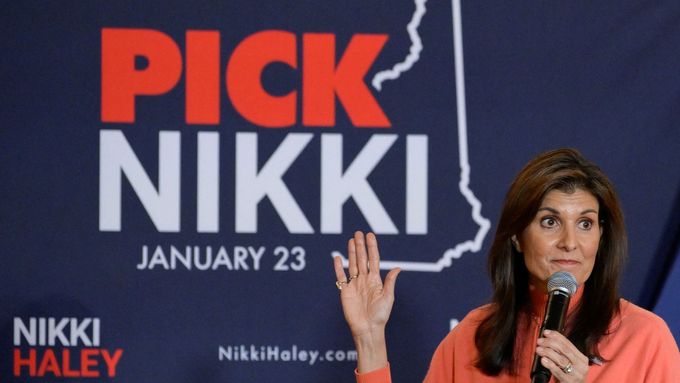 Republikánská kandidátka Nikki Haleyová během kampaně v New Hampshire.
