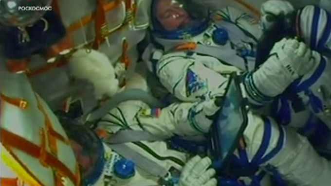 Raketa Sojuz při startu.