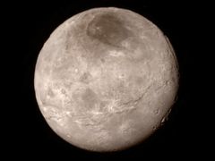 Cháron, největší z měsíců Pluta, na snímku zveřejněném NASA.