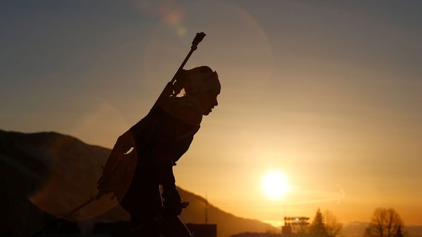 Gasparin of Switzerland takes part in a biathlon training session for the 2014 Sochi Winter Olympic Games at the "Laura" cross-country and biathlon centre in Rosa Khutor