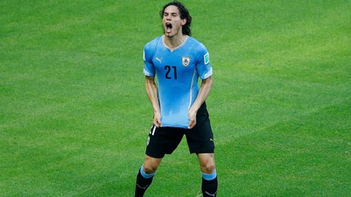 Uruguay's Edinson Cavani celebrates his goal against Costa Rica during their 2014 World Cup Group D soccer match at the Castelao arena in Fortaleza, June 14, 2014. REUTER