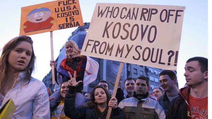 Demostration in Beograd against recognition of Kosovo indepedence