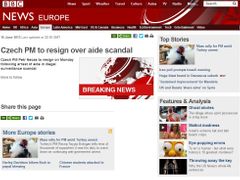 Britská BBC bleskově informuje o Nečasově konci.
