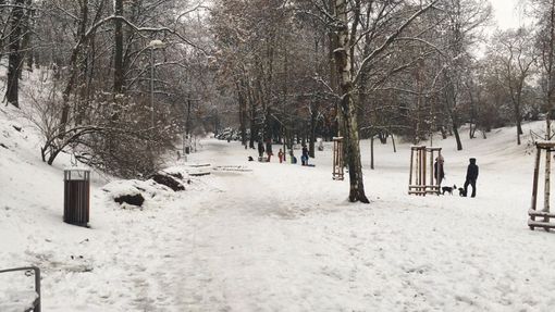 Sníh v pražských Nuslích