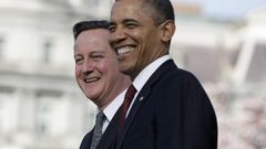 David Cameron s Barackem Obamou na návštěvě v USA