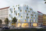 Architekti z berlínského studia Magma architecture do soutěže přihlásili dům s membránou, která překrývá společenské prostory.