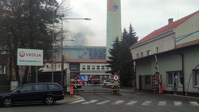 Požár v kolínské elektrárně.