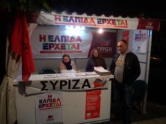 Volební stánek Syrizy.