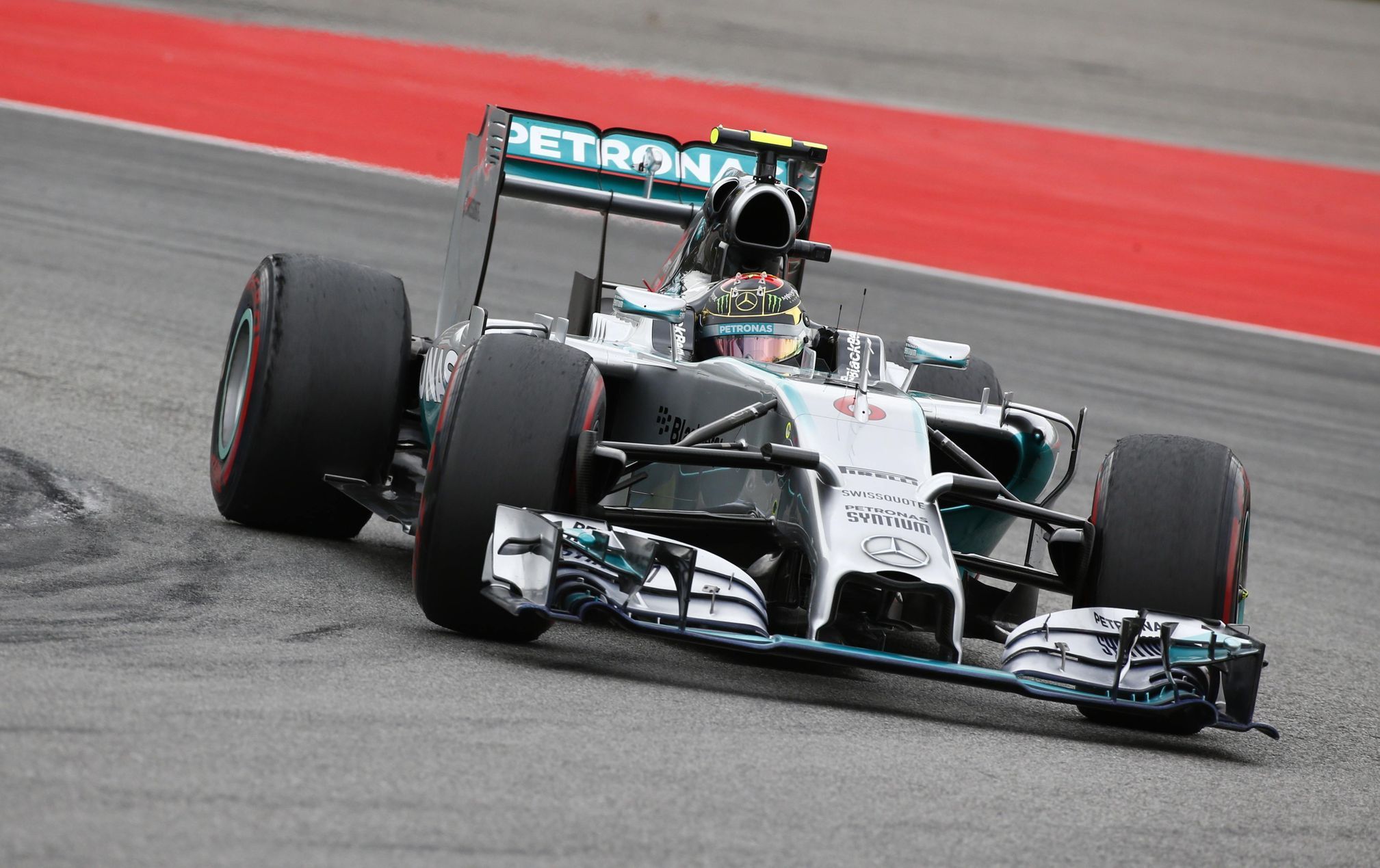 Mercedes Formula One driver Rosberg drives through corner during German F1 Grand Prix at Hockenheim