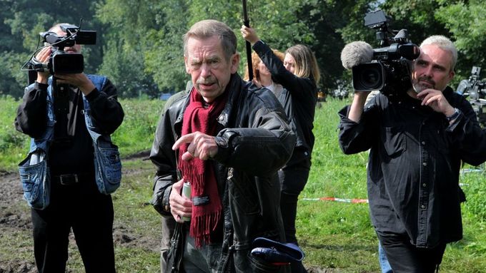 Václav Havel při natáčení