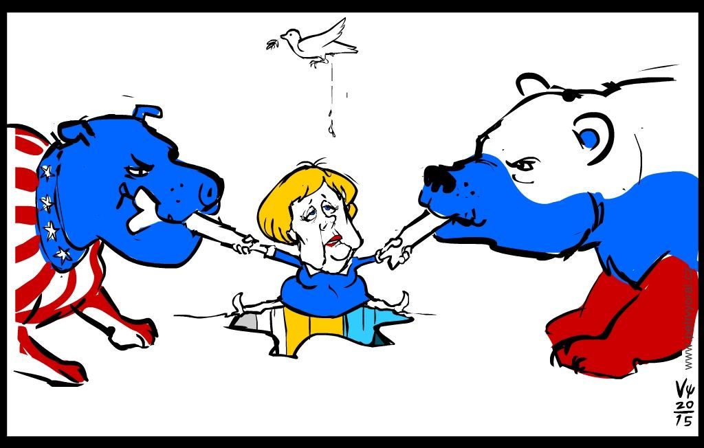Merkelová Ukrajina kresba