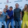 Cast Glen Powell , Banderas, Grammer, Stallone, Schwarzenegger, Rousey, Statham pose during a photocall on the Croisette to promote the film &quot;The Expendables 3&quot; during the 67th Cannes Film F