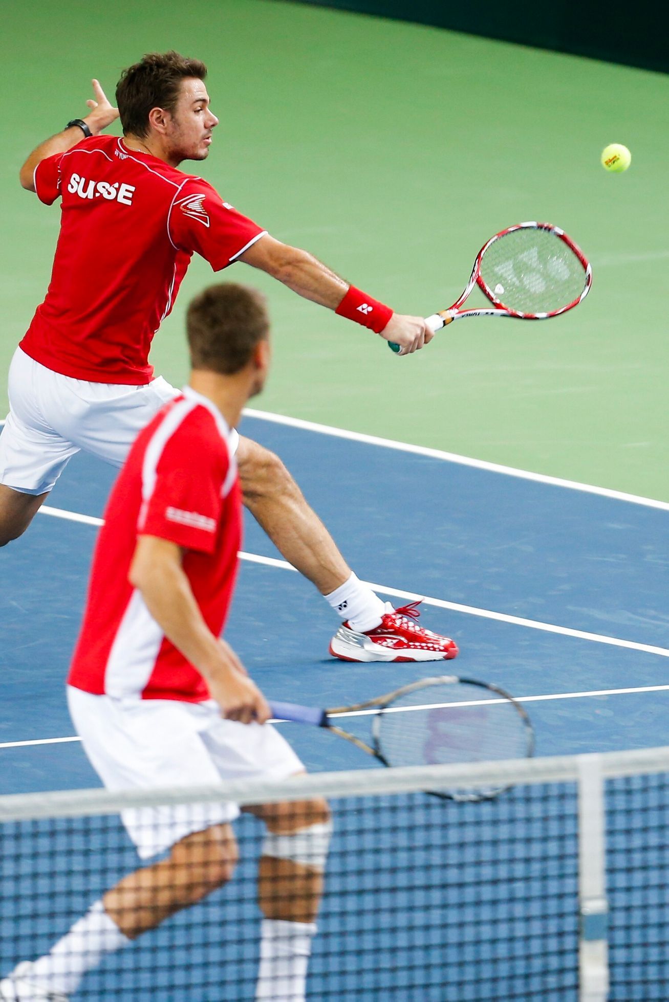Davis Cup, Švýcarsko - Česko: Stanislas Wawrinka (vlevo) a Marco Chiudinelli