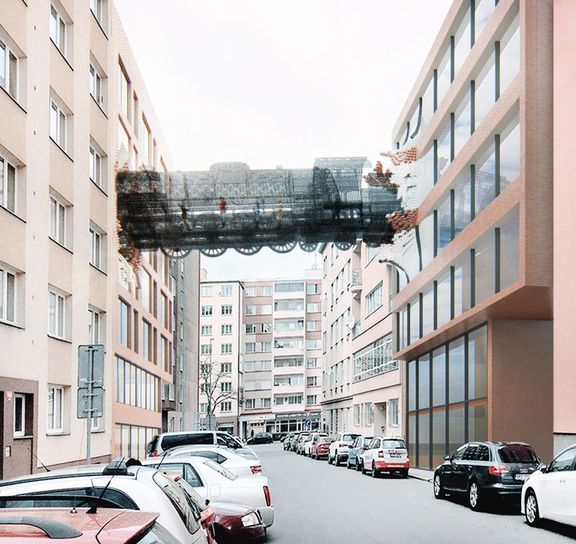Most odkazuje na havárii vlaku na nádraží v Montparnasse a průmyslovou výrobu v deváté městské části.