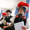 People in traditional clothes cast their votes for the European Parliament elections in Hornberg near Freiburg
