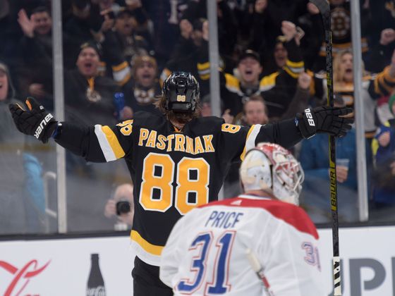 Nejlepší střelci NHL NHL: Montreal Canadiens at Boston Bruins, David Pastrňák